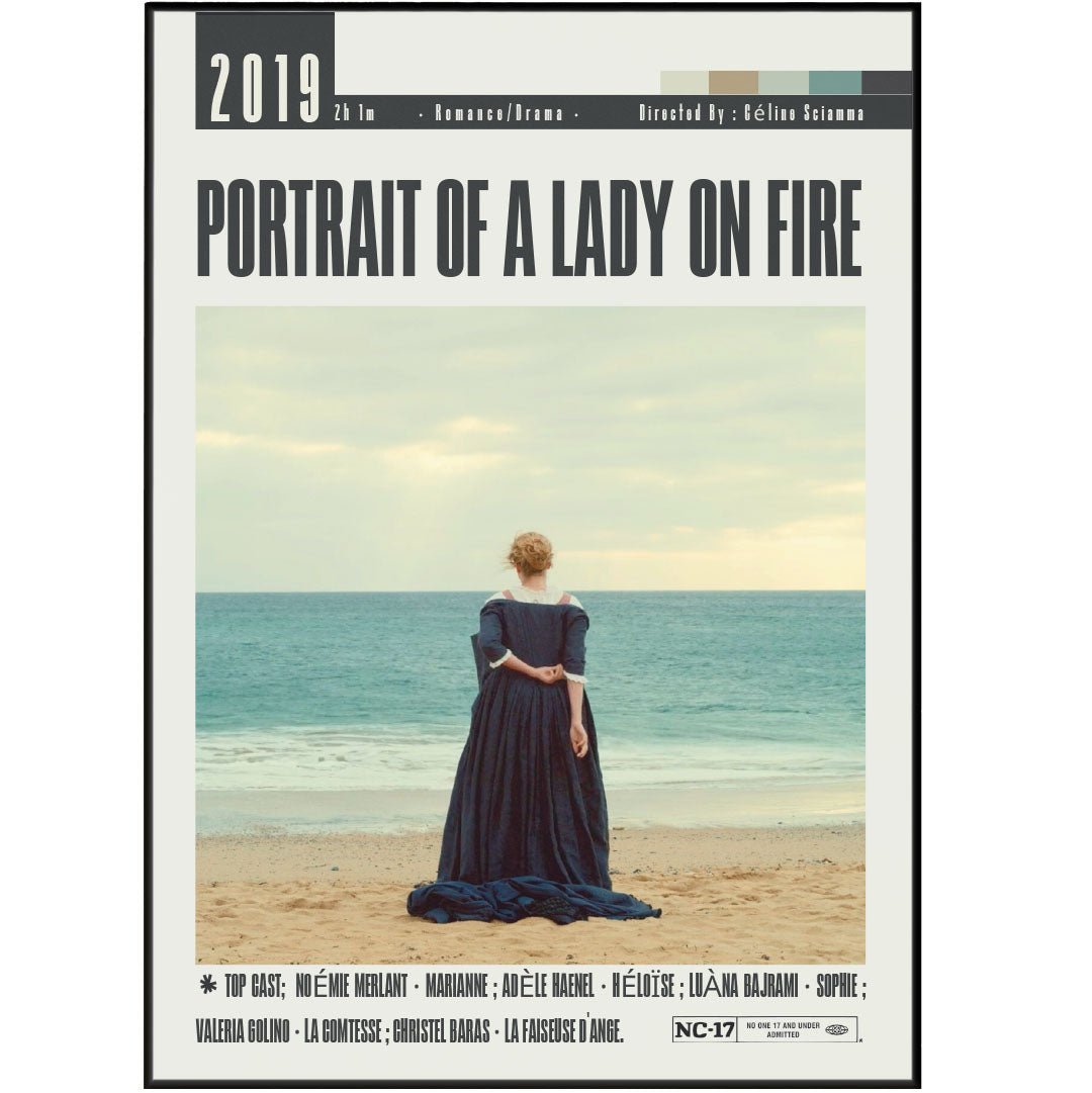 Portrait of a Lady on Fire 2019 film poster — Céline Sciamma Noémie Merlant Adèle Haenel Breton painter love wall art print UK - 98types