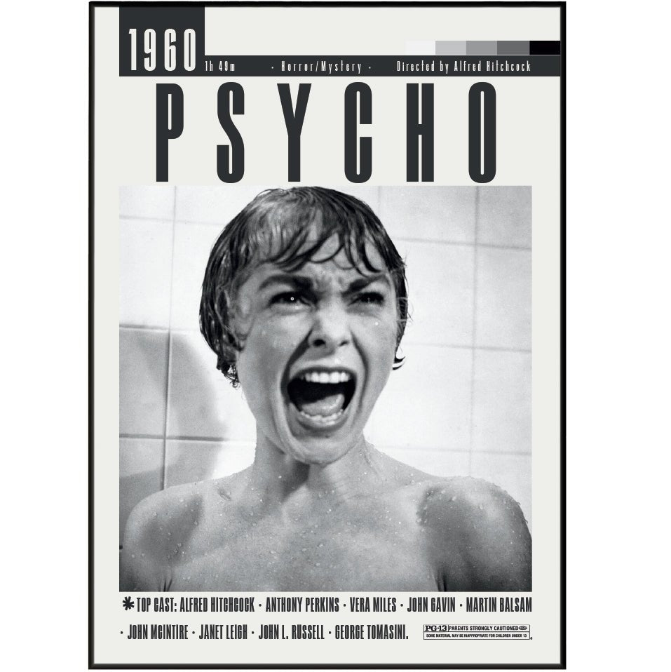 Psycho Poster | Alfred Hitchcock Movies - 98typesModern Minimal Movies