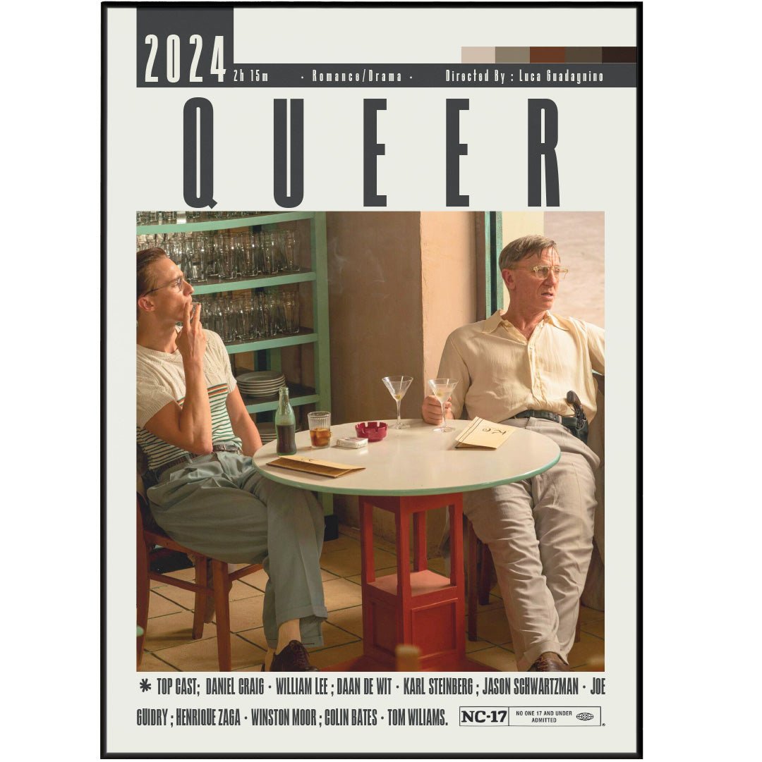 Queer 2024 LGBTQ+ film poster β Luca Guadagnino Daniel Craig Drew Starkey Burroughs Mexico City wall art print UK - 98types