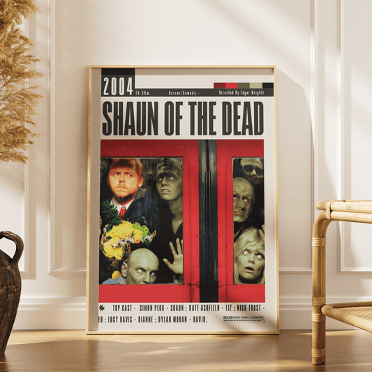 Shaun of the Dead 2004 British comedy horror film poster — Edgar Wright Simon Pegg Nick Frost zombie wall art print UK - 98types