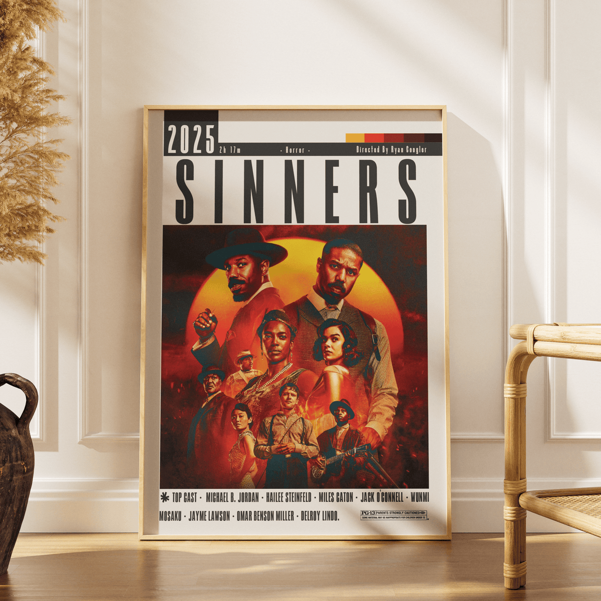 Sinners 2025 horror film poster β Ryan Coogler Michael B Jordan 1930s blues vampire wall art print UK
