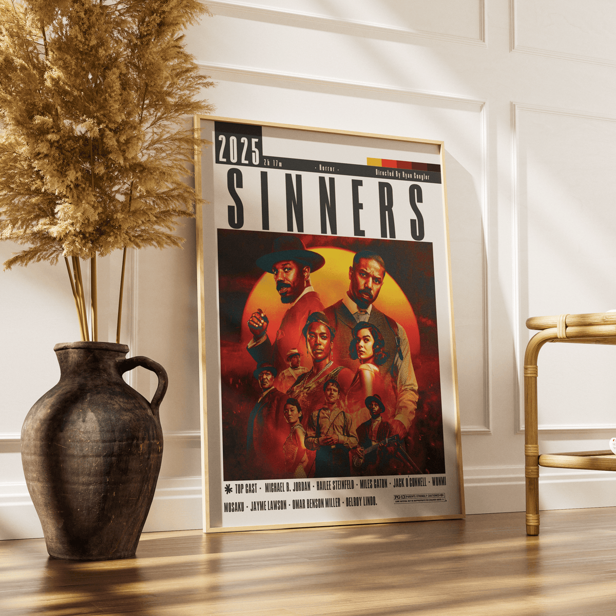 Sinners 2025 horror film poster β Ryan Coogler Michael B Jordan 1930s blues vampire wall art print UK
