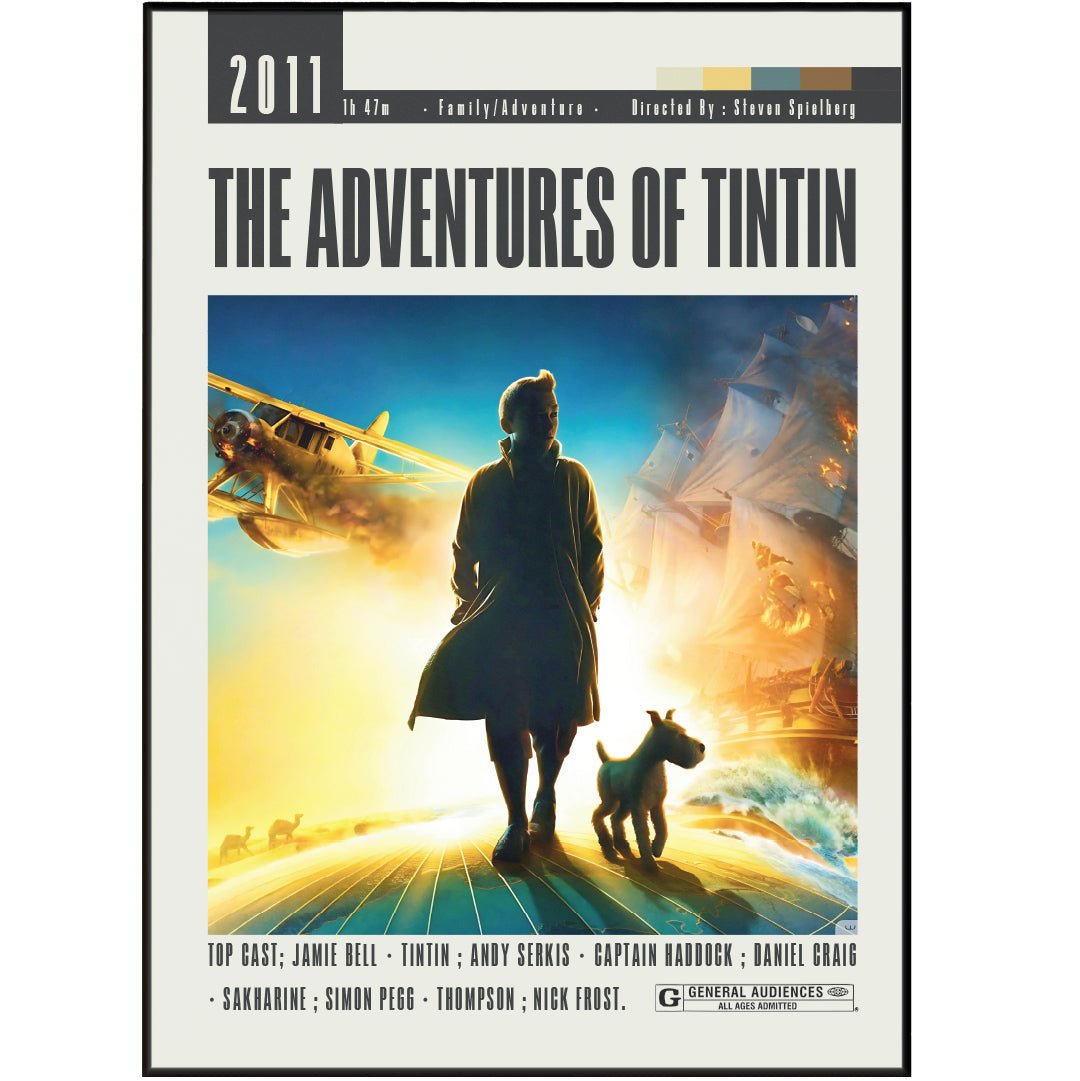 The Adventures of Tintin 2011 minimalist animated film poster print – 98types