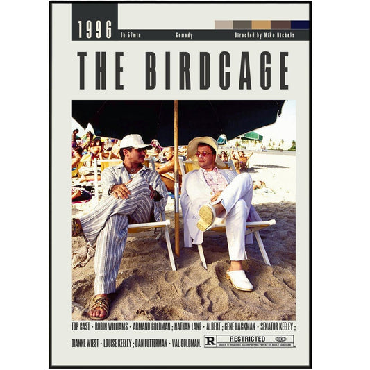 The Birdcage 1996 comedy film poster — Robin Williams Nathan Lane drag cabaret Miami wall art print UK
- 98types