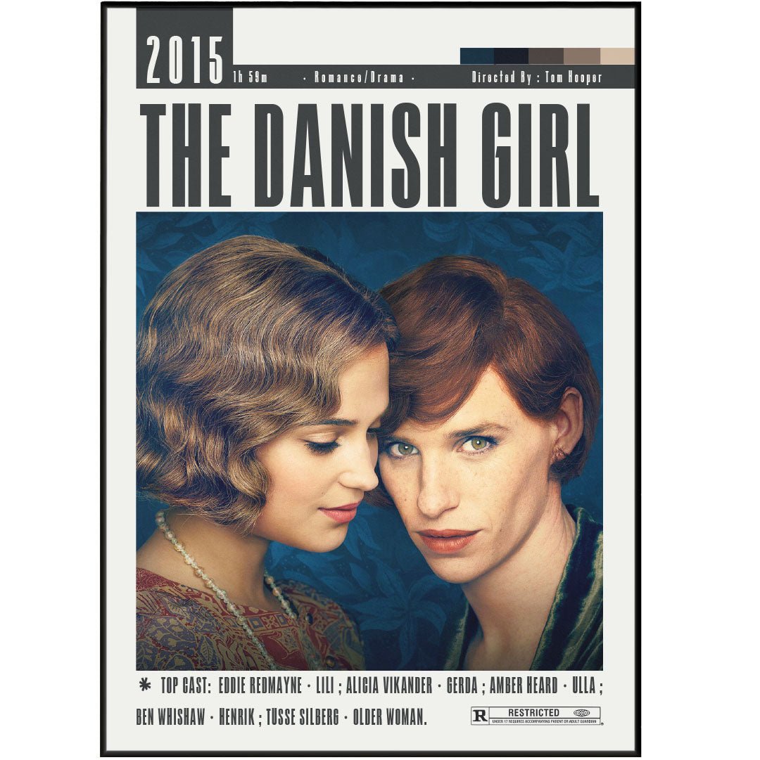 The Danish Girl 2015 LGBTQ+ film poster — Eddie Redmayne Alicia Vikander Lili Elbe Gerda Wegener 1920s transgender wall art print UK - 98types
