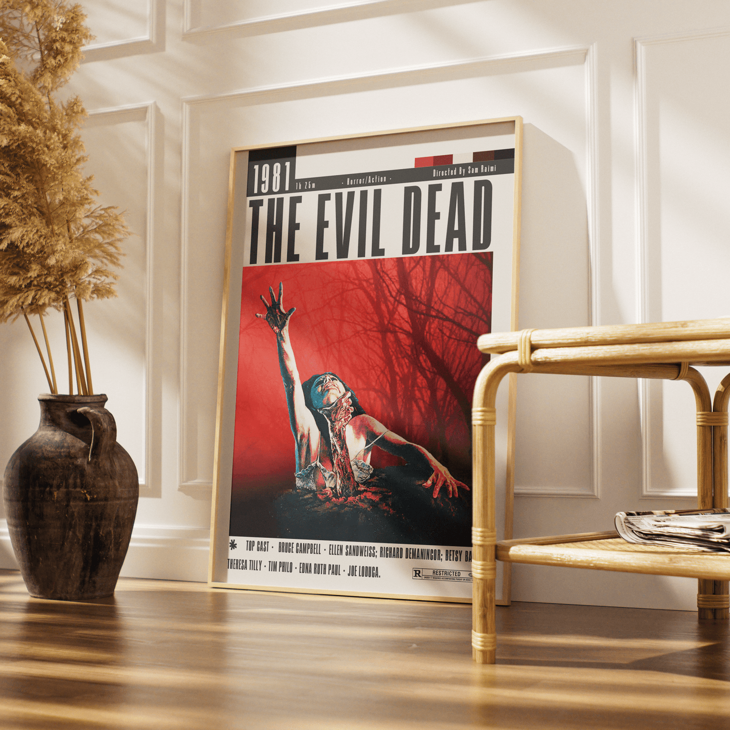 The Evil Dead 1981 horror film poster — Sam Raimi Bruce Campbell Ash cabin woods wall art print UK