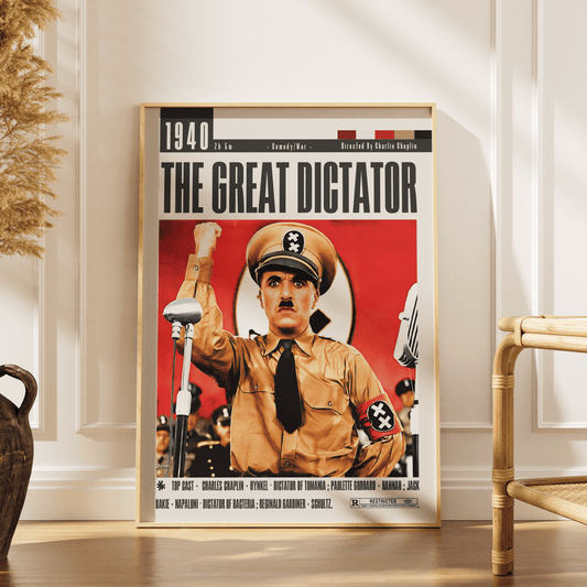 The Great Dictator 1940 classic film poster — Charlie Chaplin anti-fascist political satire wall art print UK