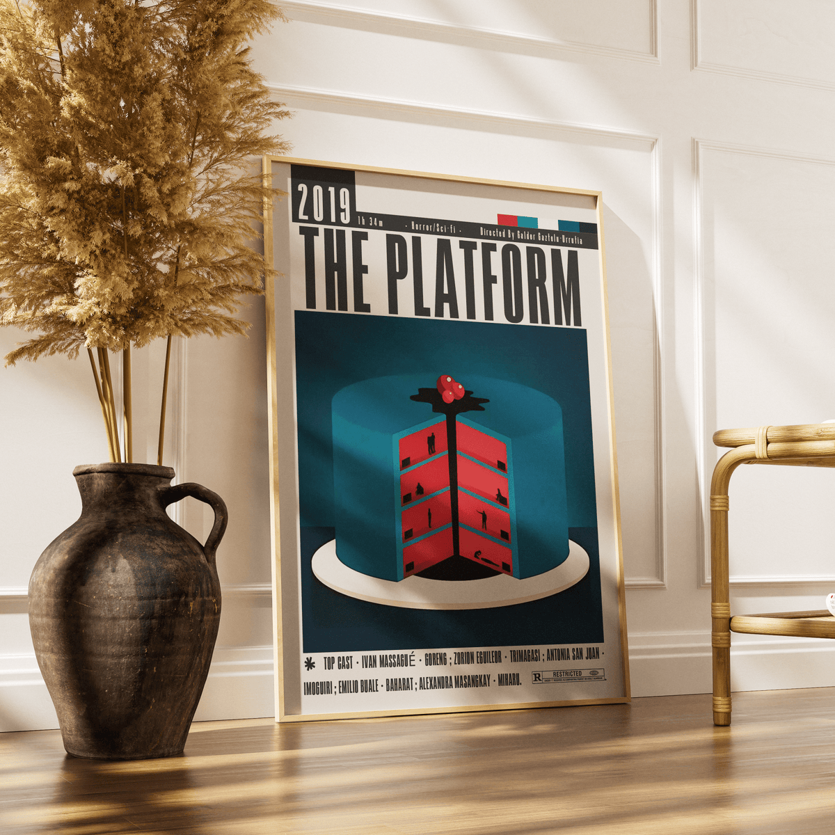 The Platform 2019 Spanish horror film poster — El Hoyo vertical prison class allegory wall art print UK
