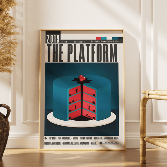 The Platform 2019 Spanish horror film poster — El Hoyo vertical prison class allegory wall art print UK