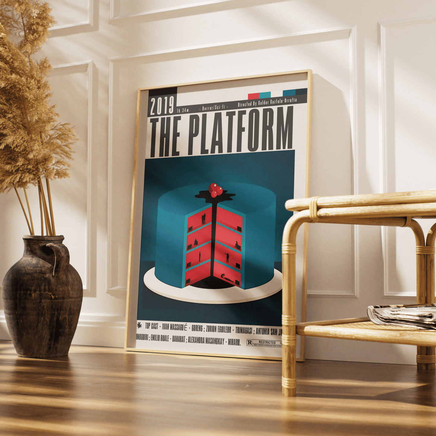 The Platform 2019 Spanish horror film poster — El Hoyo vertical prison class allegory wall art print UK