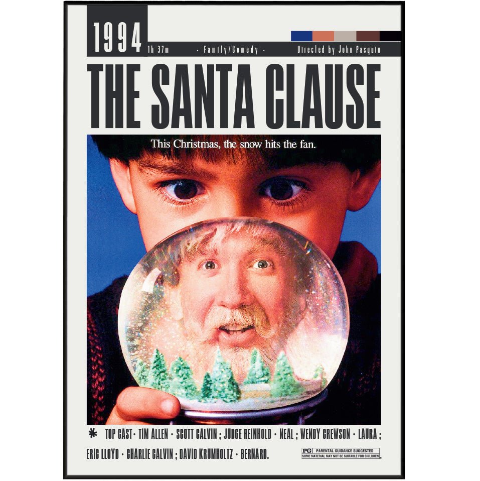The Santa Clause 1994 Christmas comedy film poster — Tim Allen Scott Calvin Santa North Pole wall art print UK