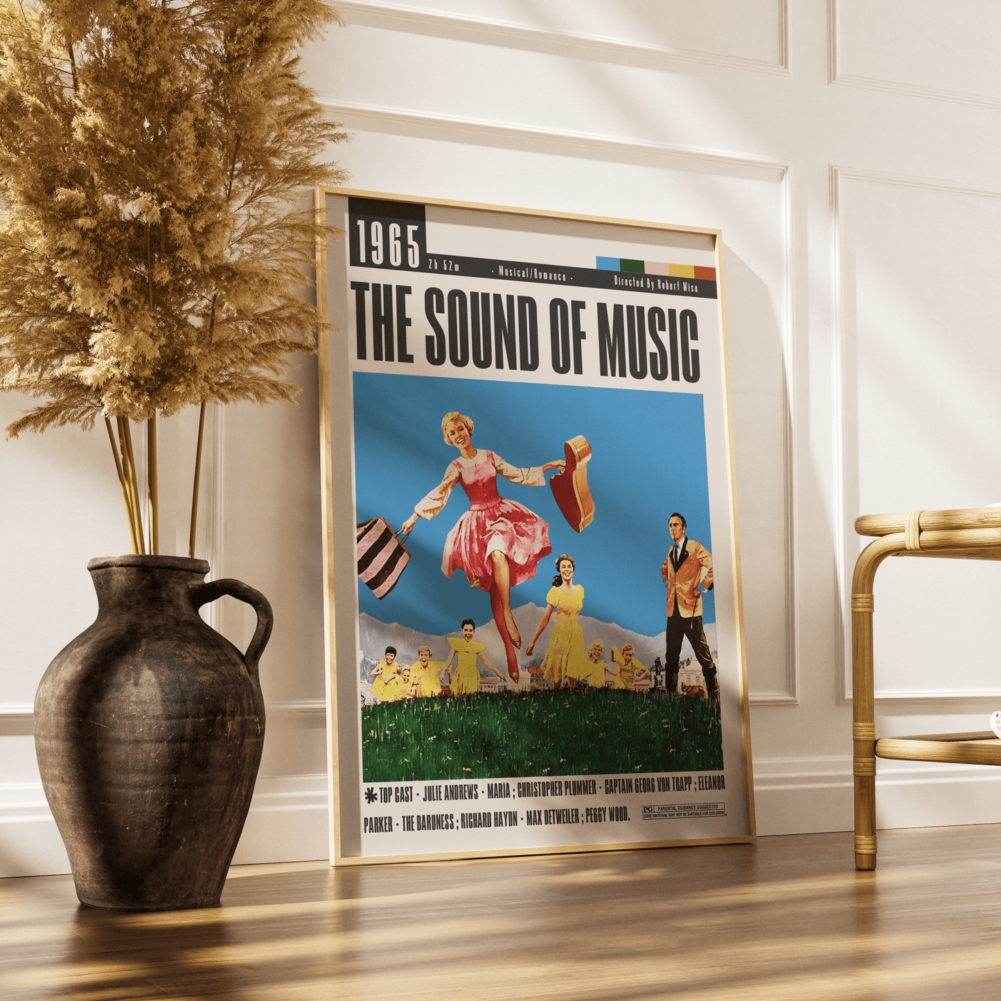 The Sound of Music 1965 classic film poster — Julie Andrews Austrian Alps minimalist wall art print UK