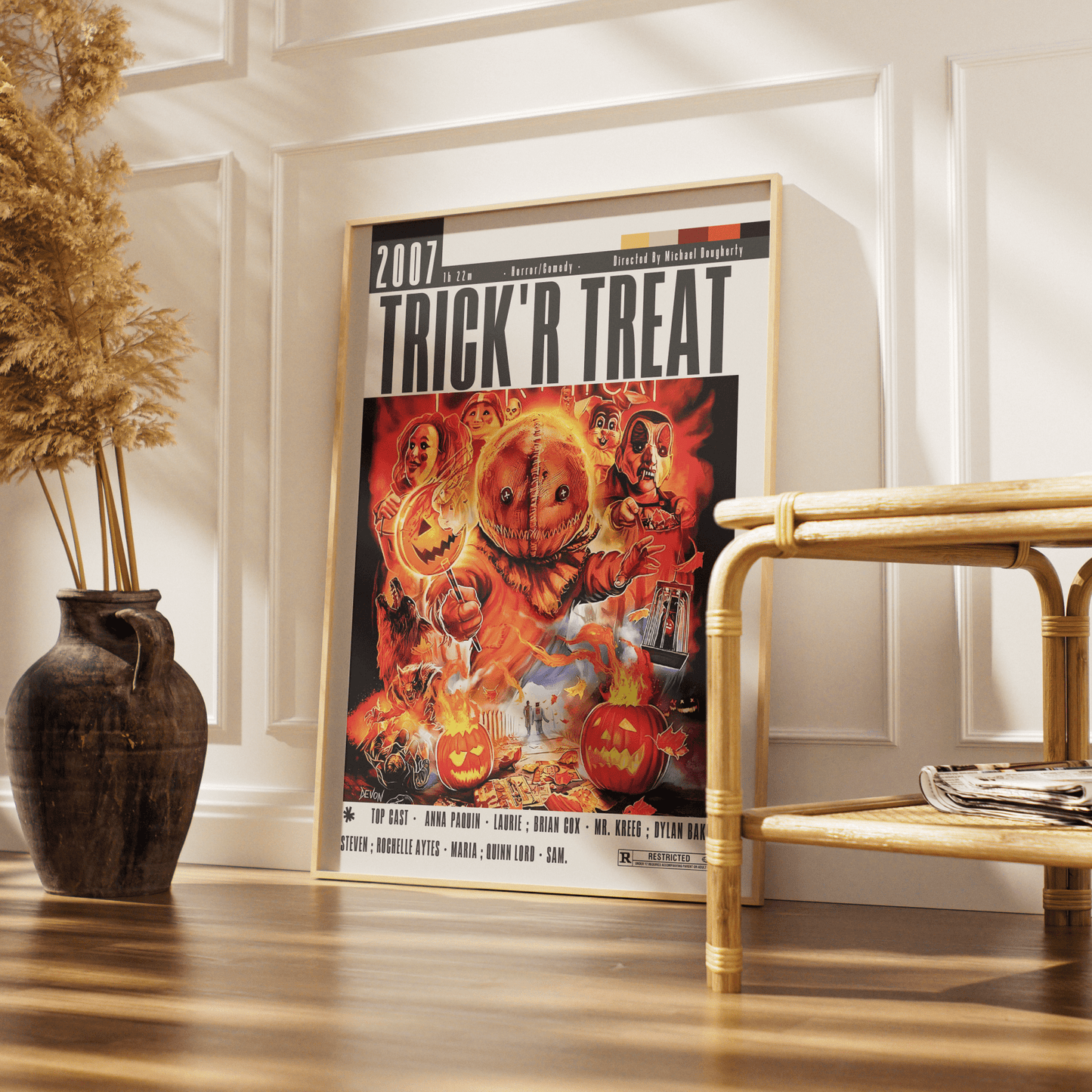 Trick r Treat 2007 Halloween horror film poster UK. Michael Dougherty Sam anthology Halloween traditions anthology cult wall art print. Halloween gift. Multiple sizes. Fast UK delivery. Buy 3 get 1 FREE.