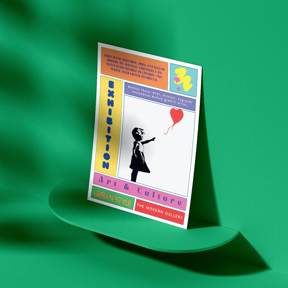 Balloon Girl Banksy-style street art poster — girl with red heart balloon urban wall art print UK