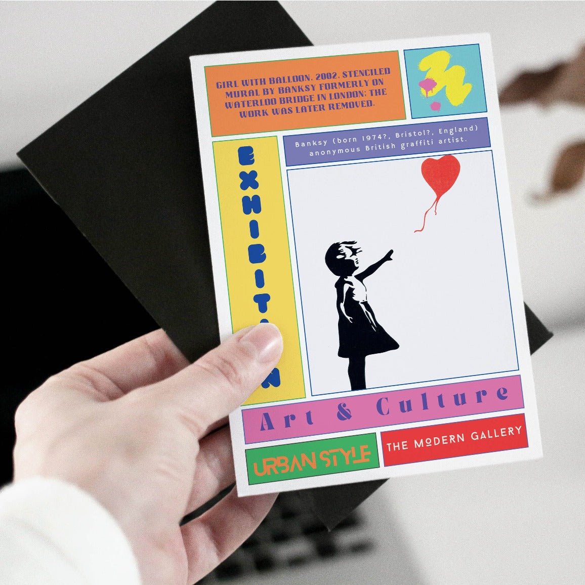 Balloon Girl Banksy-style street art poster — girl with red heart balloon urban wall art print UK