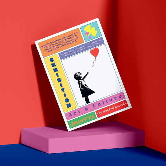 Balloon Girl Banksy-style street art poster — girl with red heart balloon urban wall art print UK