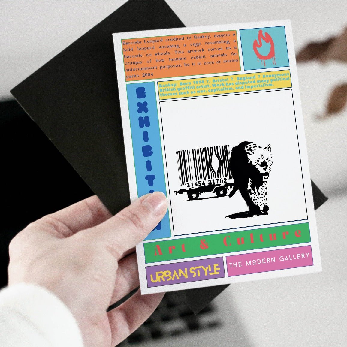 Barcode Leopard street art poster — wild animal barcode consumerism urban wall art print UK - 98types