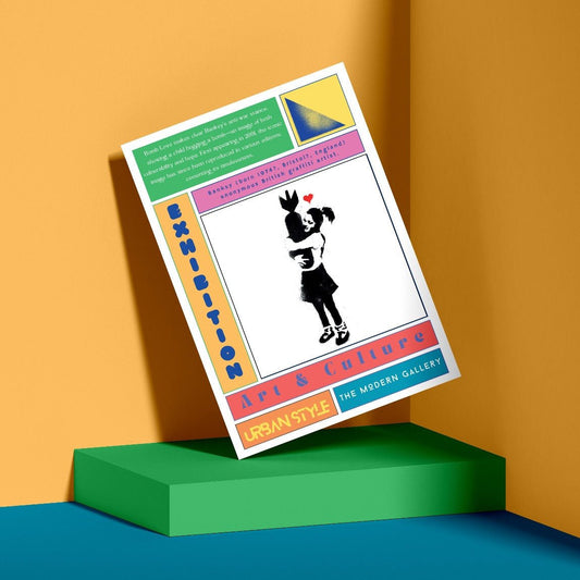 Bomb Love hugging bomb street art poster — anti-war peace urban graffiti wall art print UK