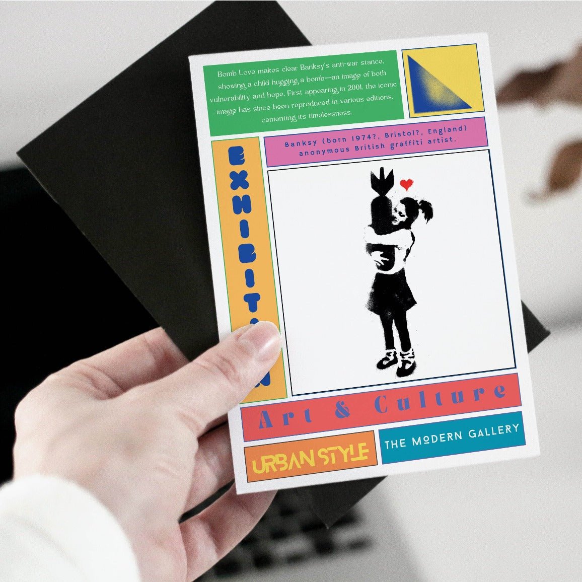 Bomb Love hugging bomb street art poster — anti-war peace urban graffiti wall art print UK