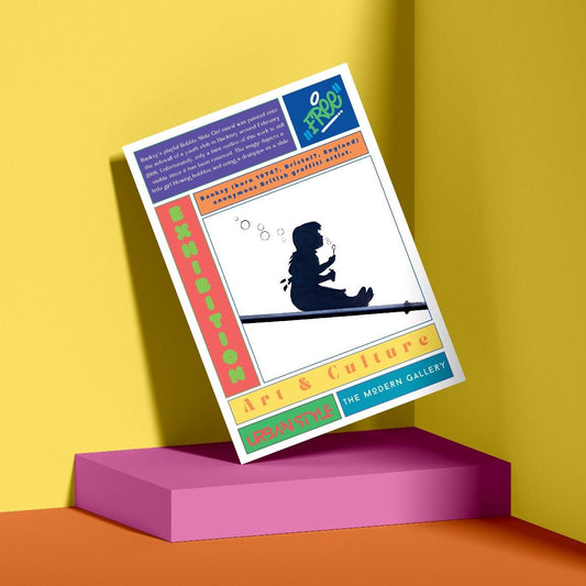 Bubble Slide Girl street art poster — girl slides into bubble urban graffiti wall art print UK