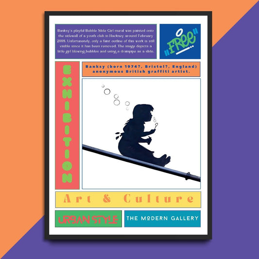 Bubble Slide Girl Street Art Poster - 98types