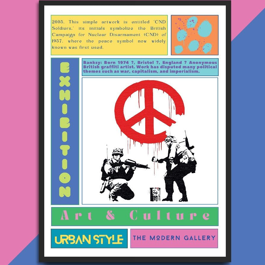 CND Soldiers street art poster — military peace sign anti-war urban graffiti wall art print UK