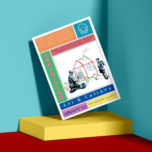 Crayon Boy street art poster — child draws crayon urban graffiti wall art print UK