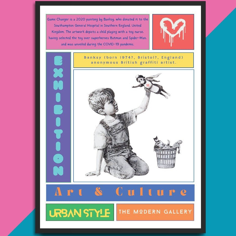Game Changer NHS Superhero street art poster — nurse superhero child toy NHS tribute wall art print UK