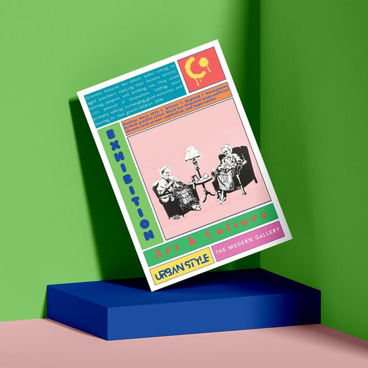 Grannies 2006 street art poster — elderly women knitting anti-war urban graffiti wall art print UK