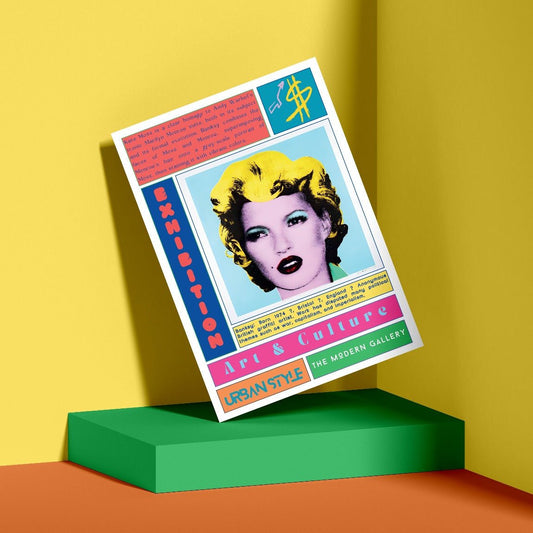Kate Moss street art pop art poster — supermodel iconic figure urban graffiti wall art print UK
