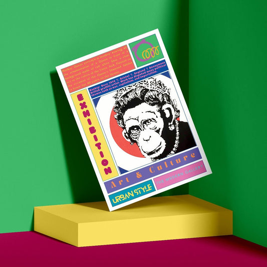 Monkey Queen street art poster — monkey wearing crown royal portrait urban graffiti wall art print UK - 98types