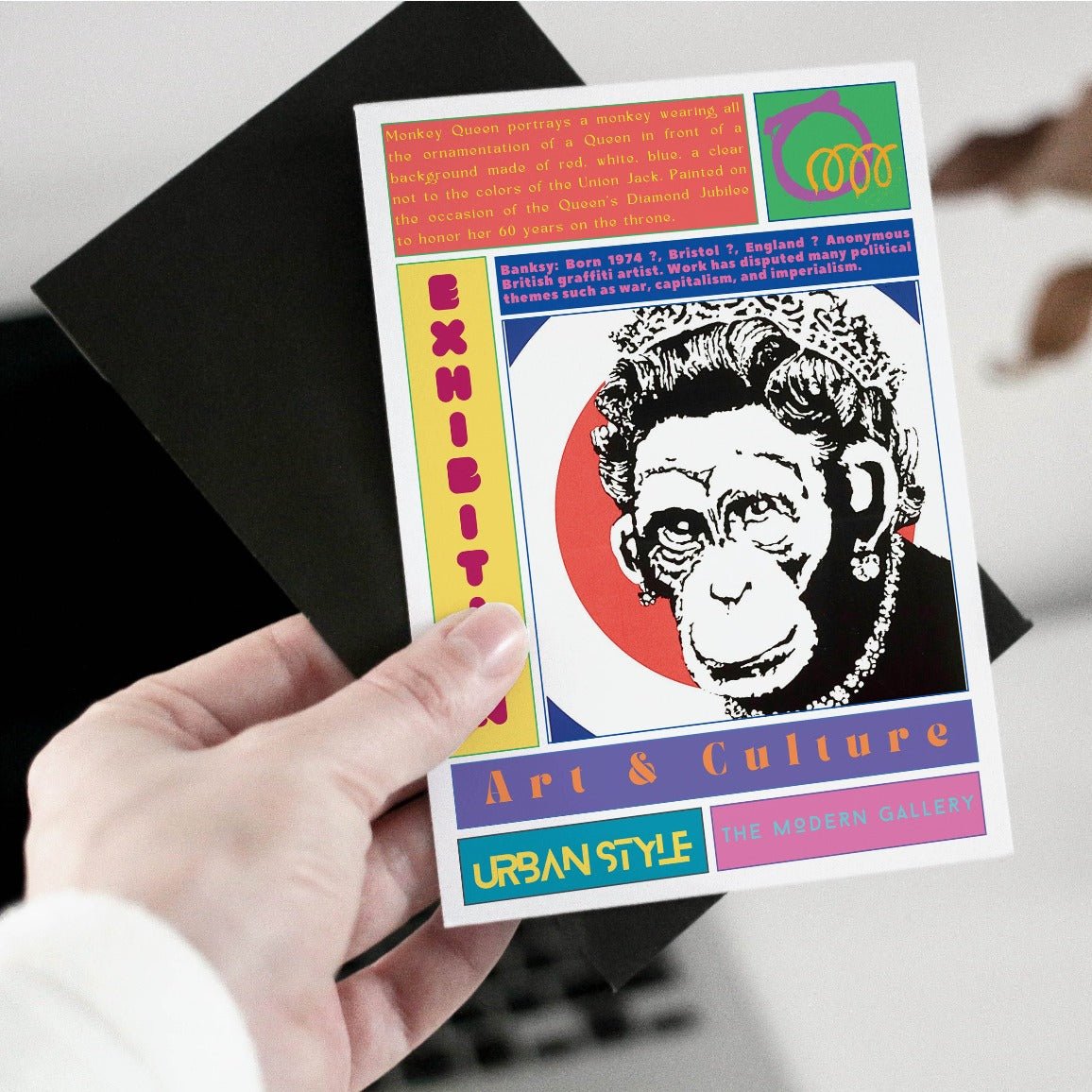 Monkey Queen street art poster — monkey wearing crown royal portrait urban graffiti wall art print UK - 98types