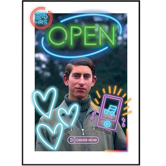 King Charles III Neon Art Poster - 98types