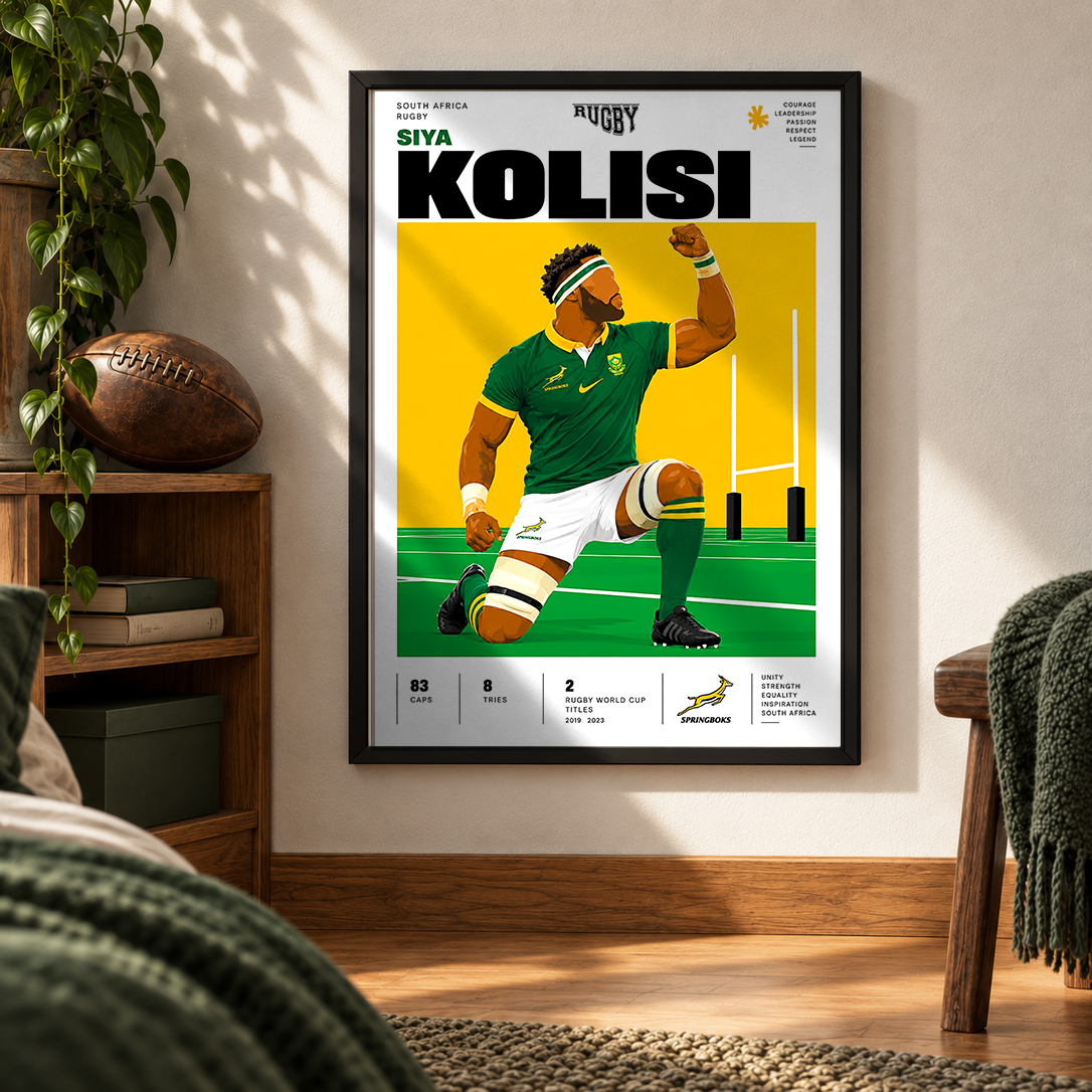 Siya Kolisi Springboks captain rugby poster – inspiring wall art by 98types