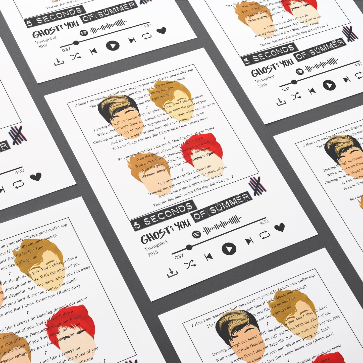5 Seconds of Summer - Ghost Of You lyrics Prints - 98types