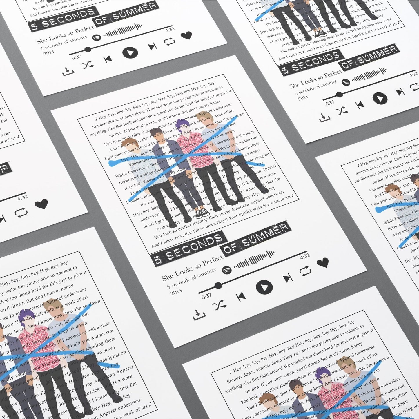 5 seconds of summer - She looks so perfect lyrics Prints - 98types