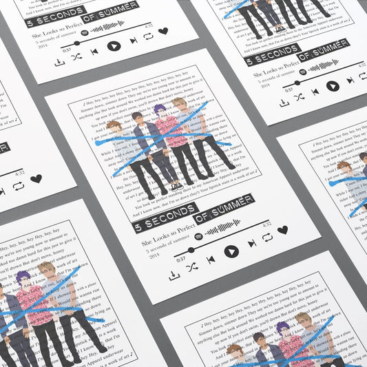 5 seconds of summer - She looks so perfect lyrics Prints - 98types