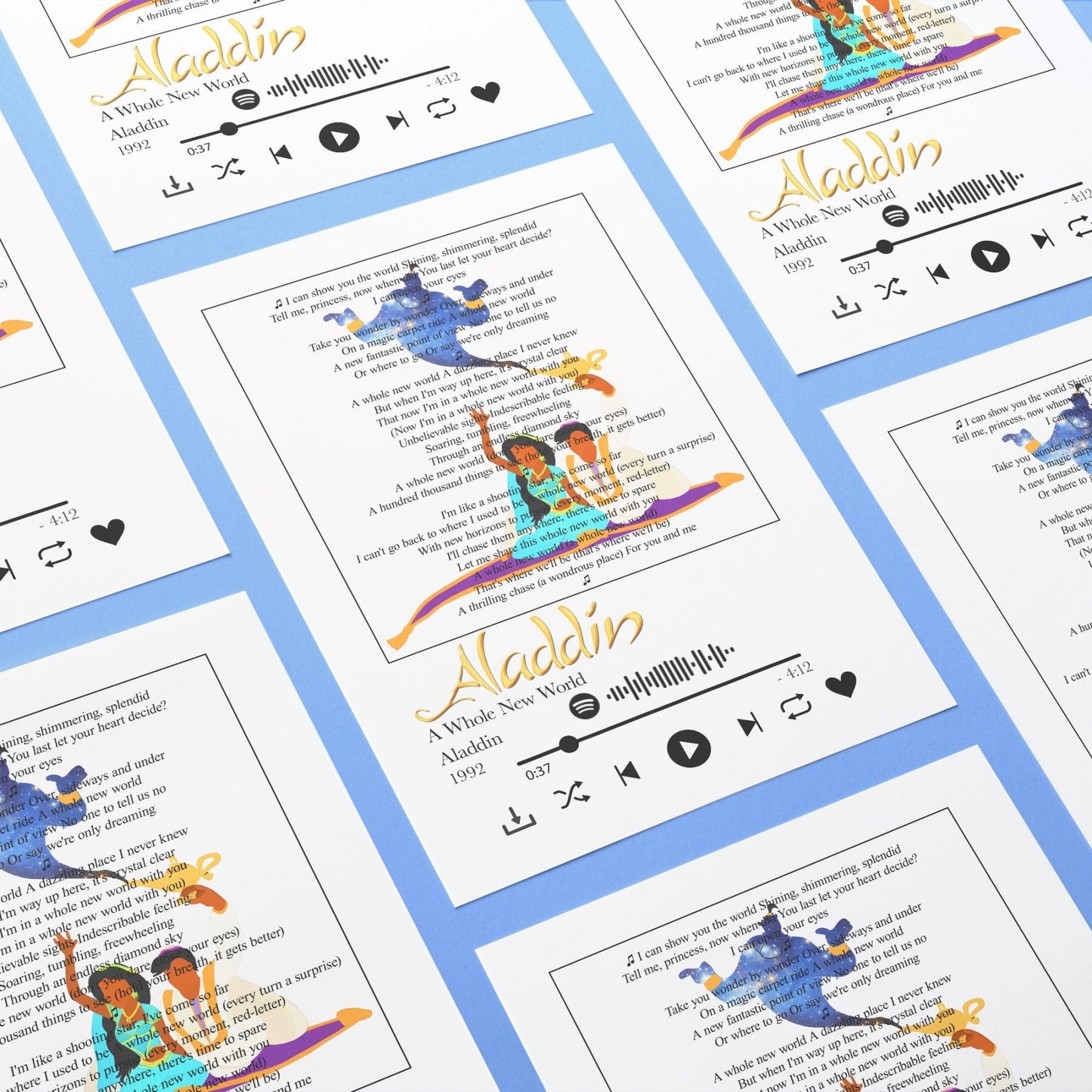 Aladdin - A Whole New World Print - 98typessong lyric prints