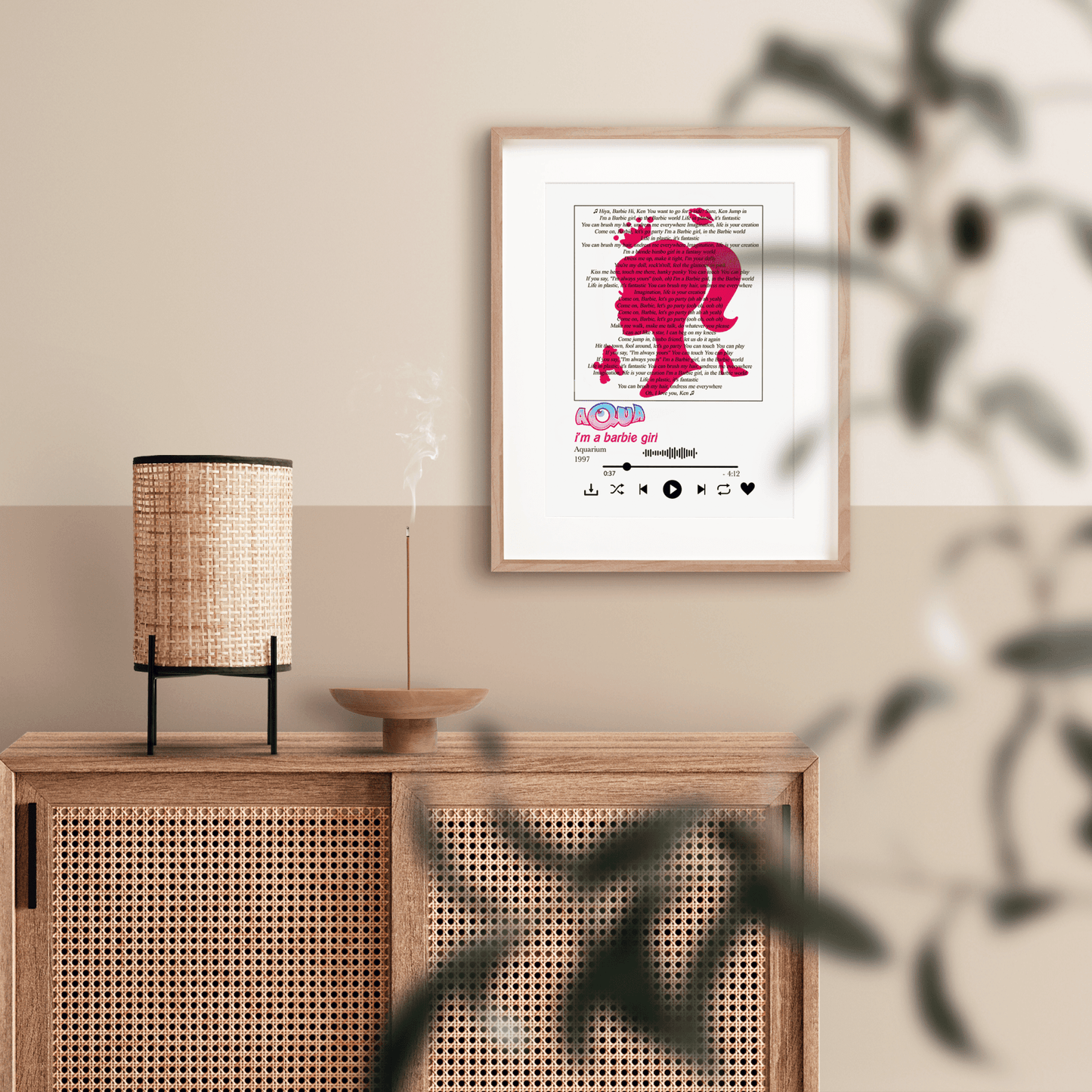 Aqua - Barbie Girl Lyrics Poster - 98typessong lyric prints