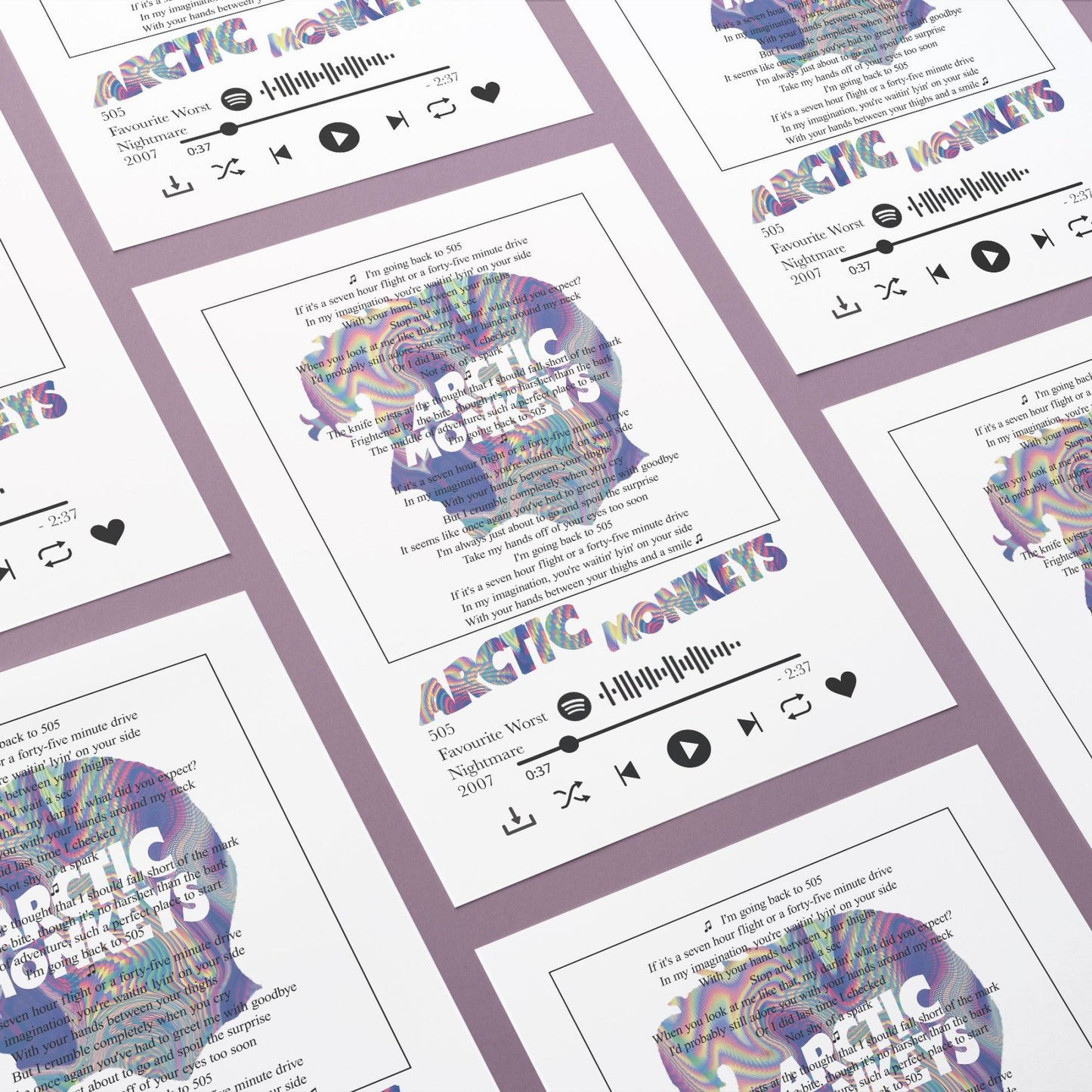 Arctic Monkeys - 505 Lyrics Prints - 98types