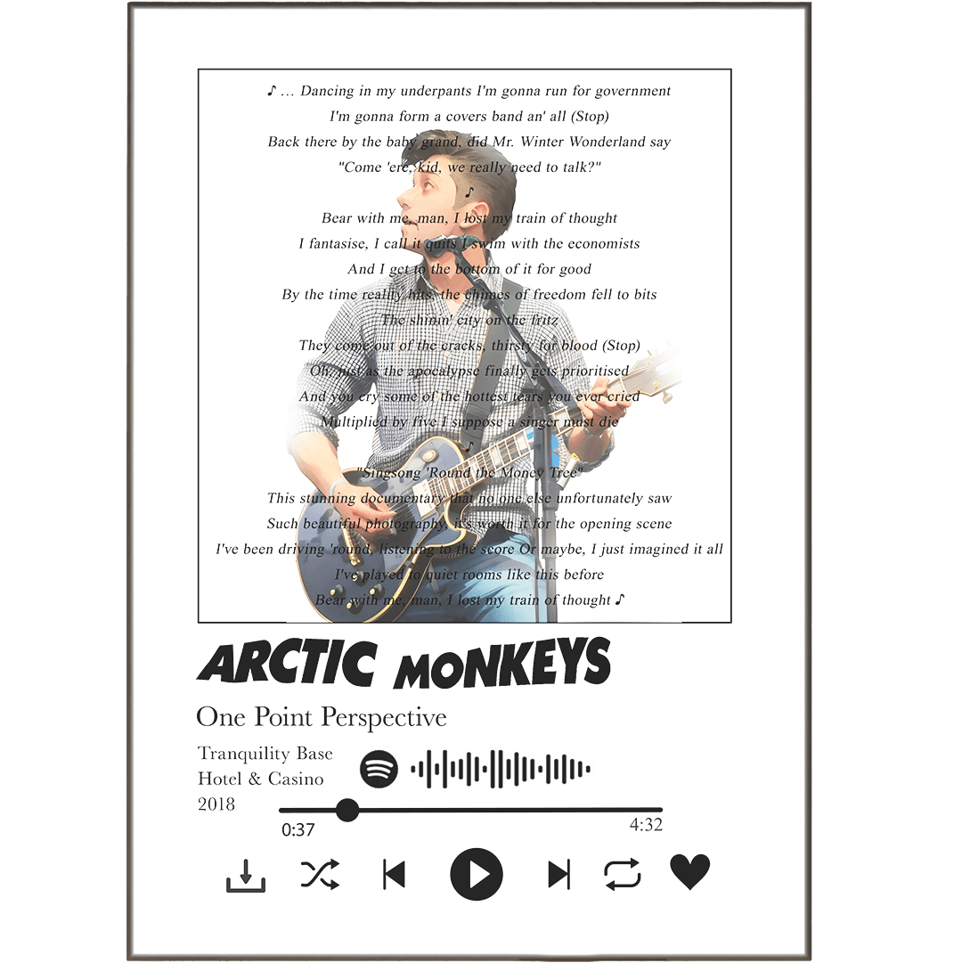 sing song round the money tree Arctic Monkeys - One Point Perspective Song Lyric Print | Tranquility Base Wall Art UK