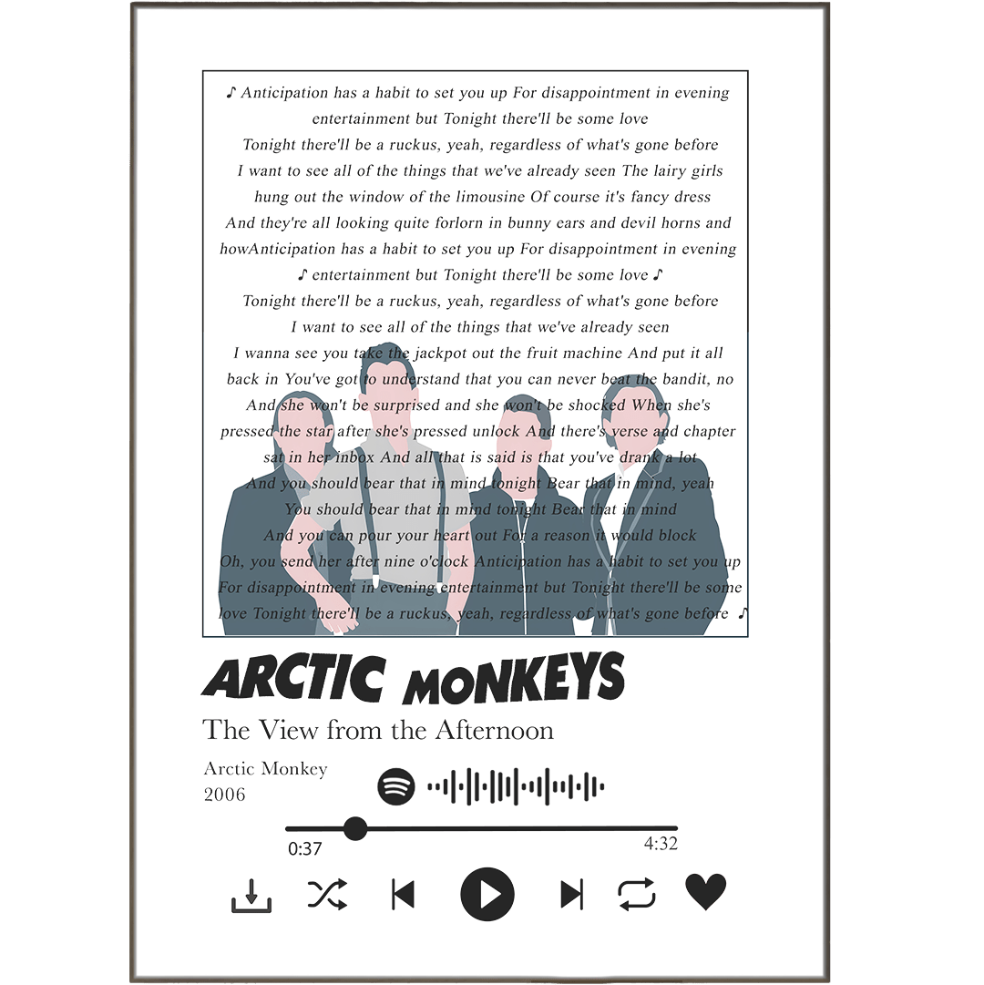 Arctic Monkeys - The view from the afternoon Lyrics Prints - 98types