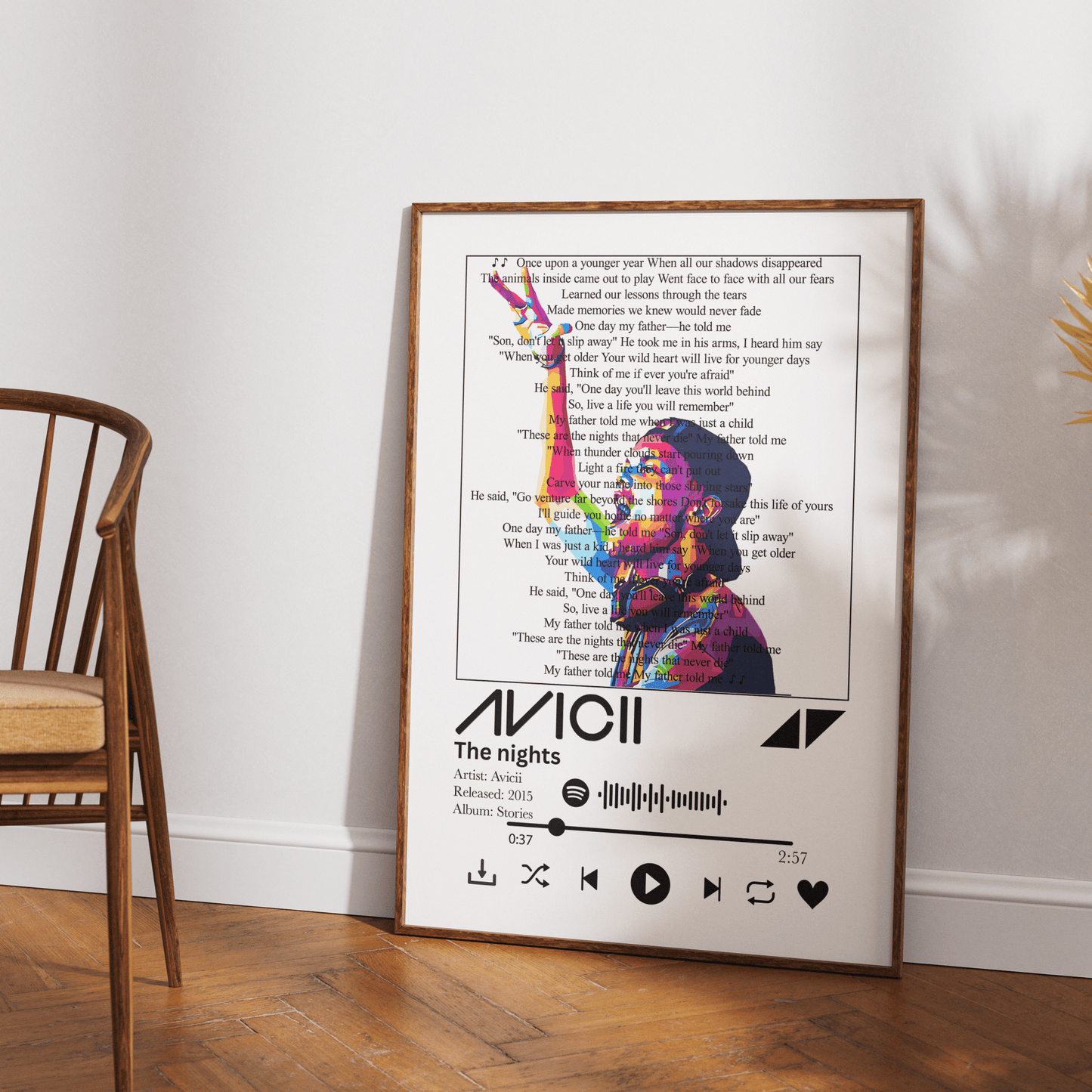 Avicii - The nights Lyrics Prints - 98typessong lyric prints