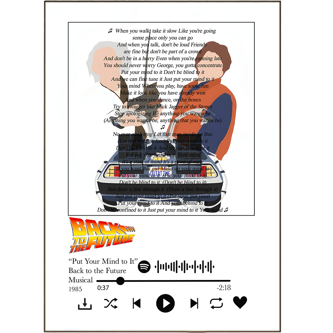 Back to the future - Put your mind to it Prints - 98typessong lyric prints