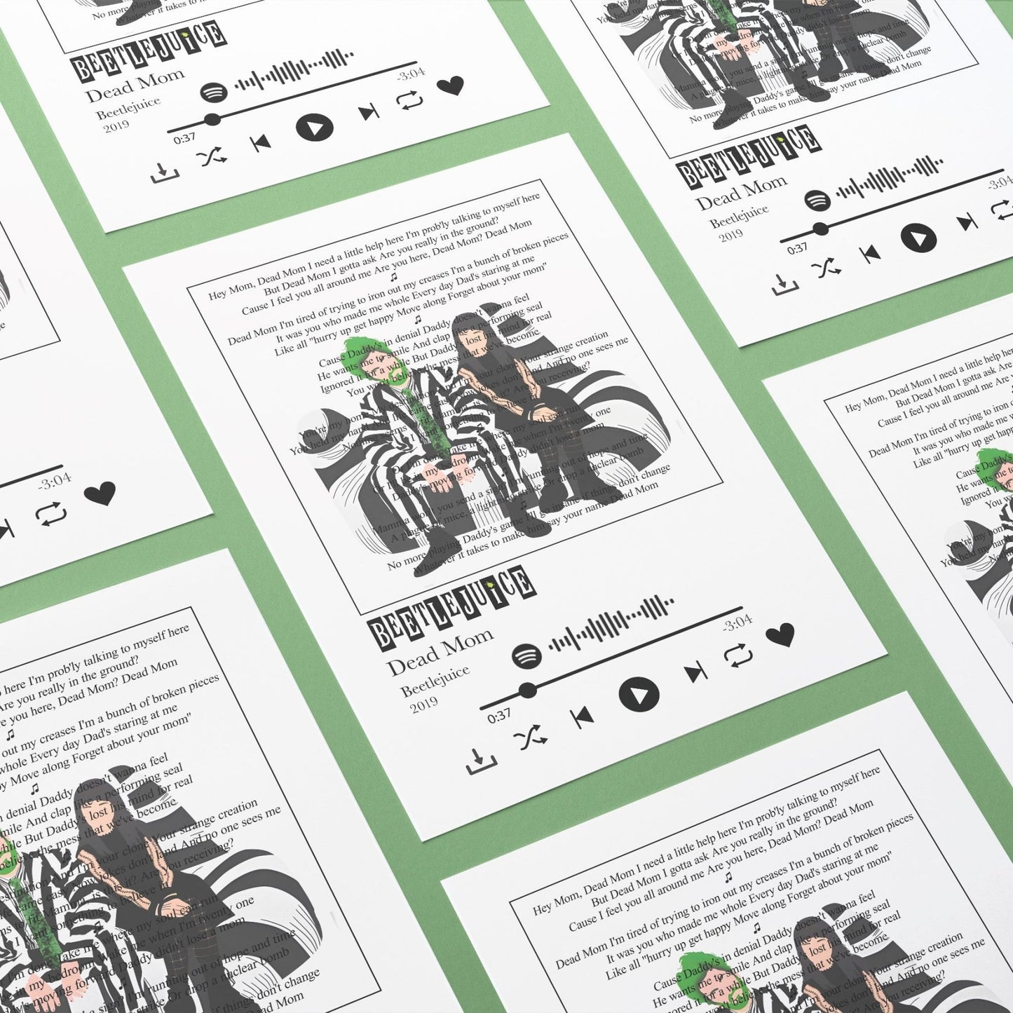 Beetlejuice - dead mom lyrics Prints - 98typessong lyric prints
