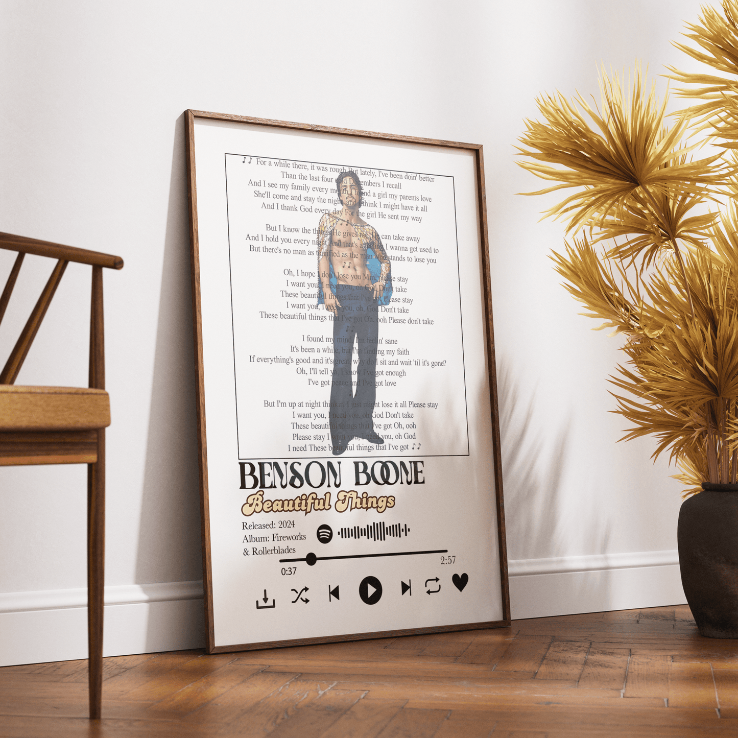 Benson Boone - Beautiful Things Lyrics Prints - 98typessong lyric prints