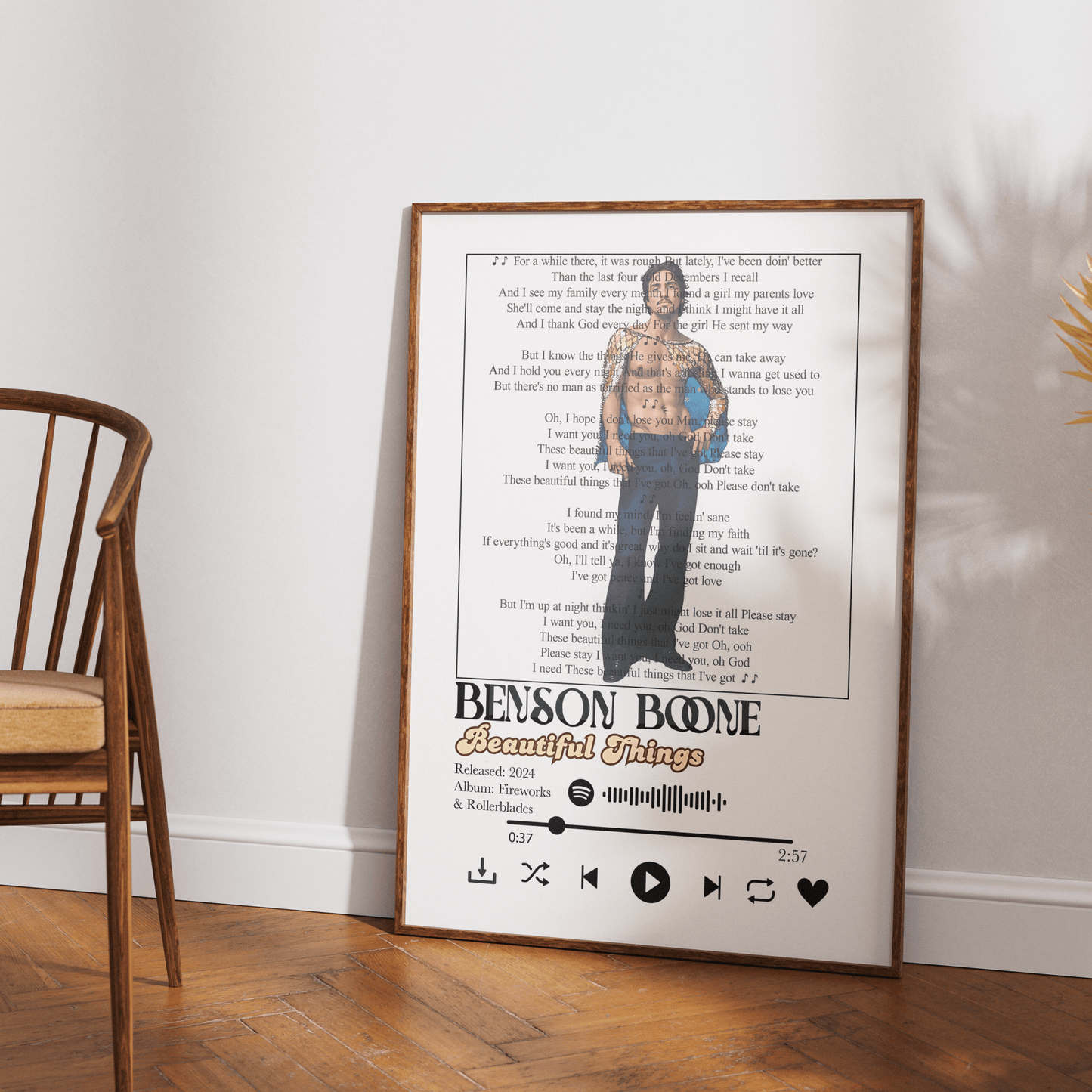 Benson Boone - Beautiful Things Lyrics Prints - 98typessong lyric prints
