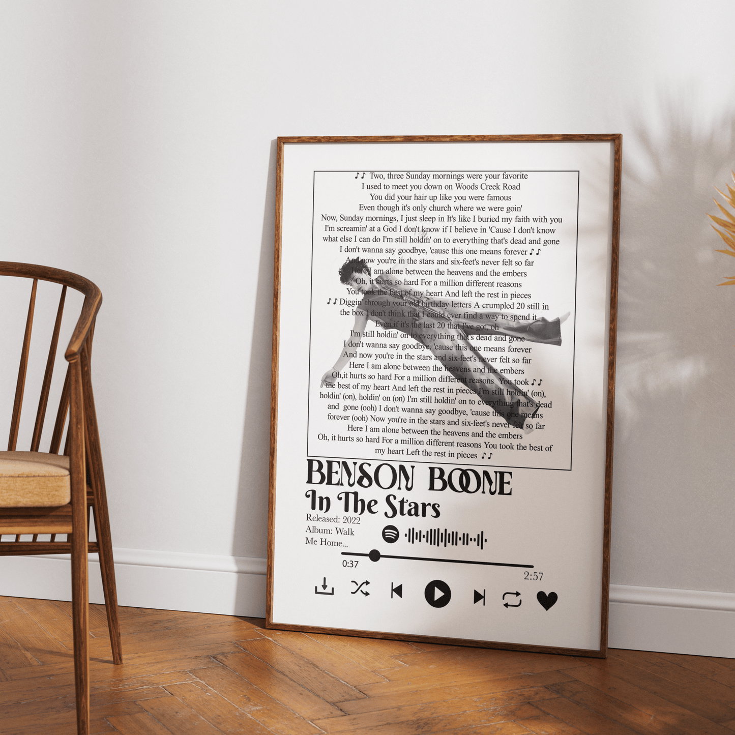 Benson Boone - In the Stars Lyrics Prints - 98typessong lyric prints