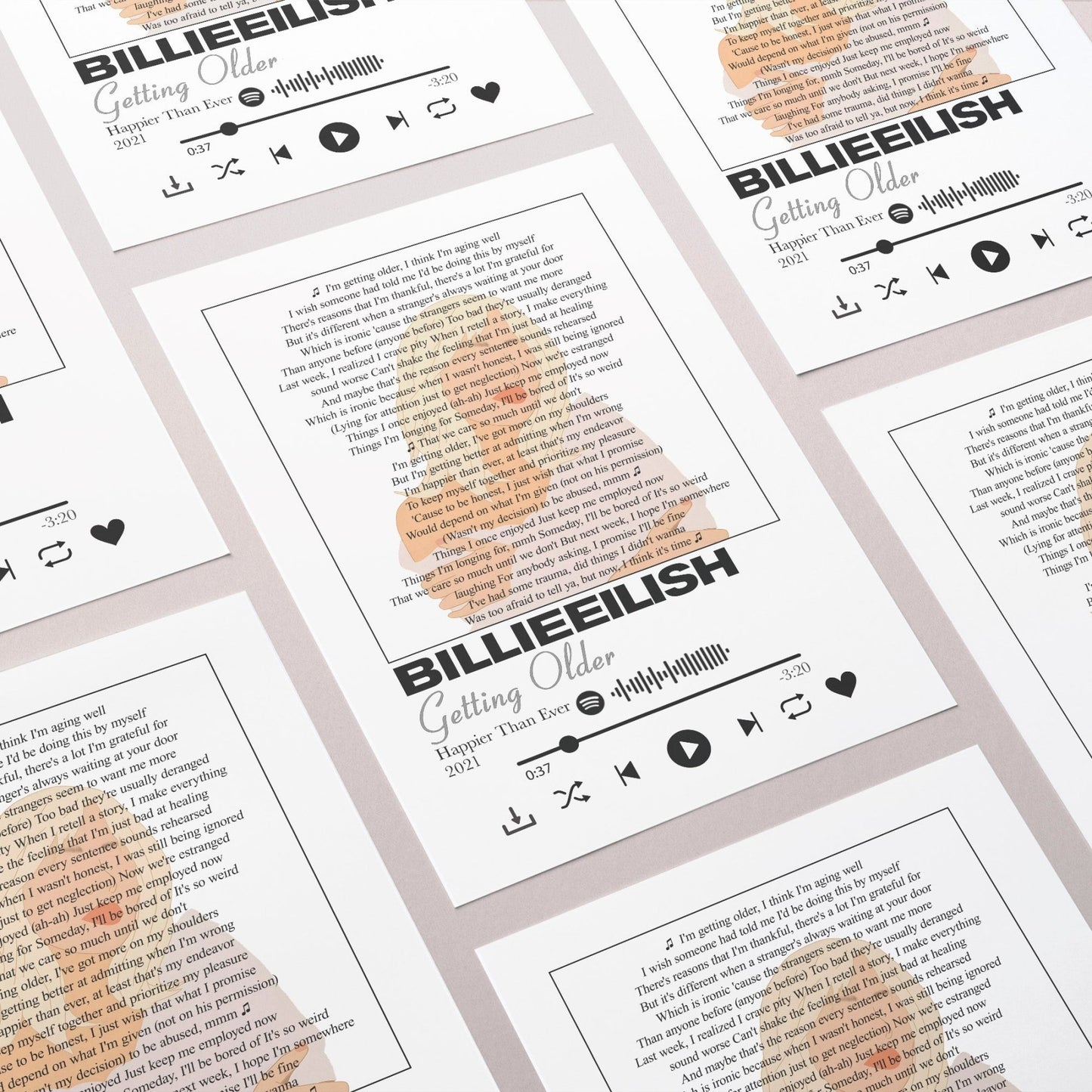 Billie Eilish Getting Older song lyrics art print poster UK