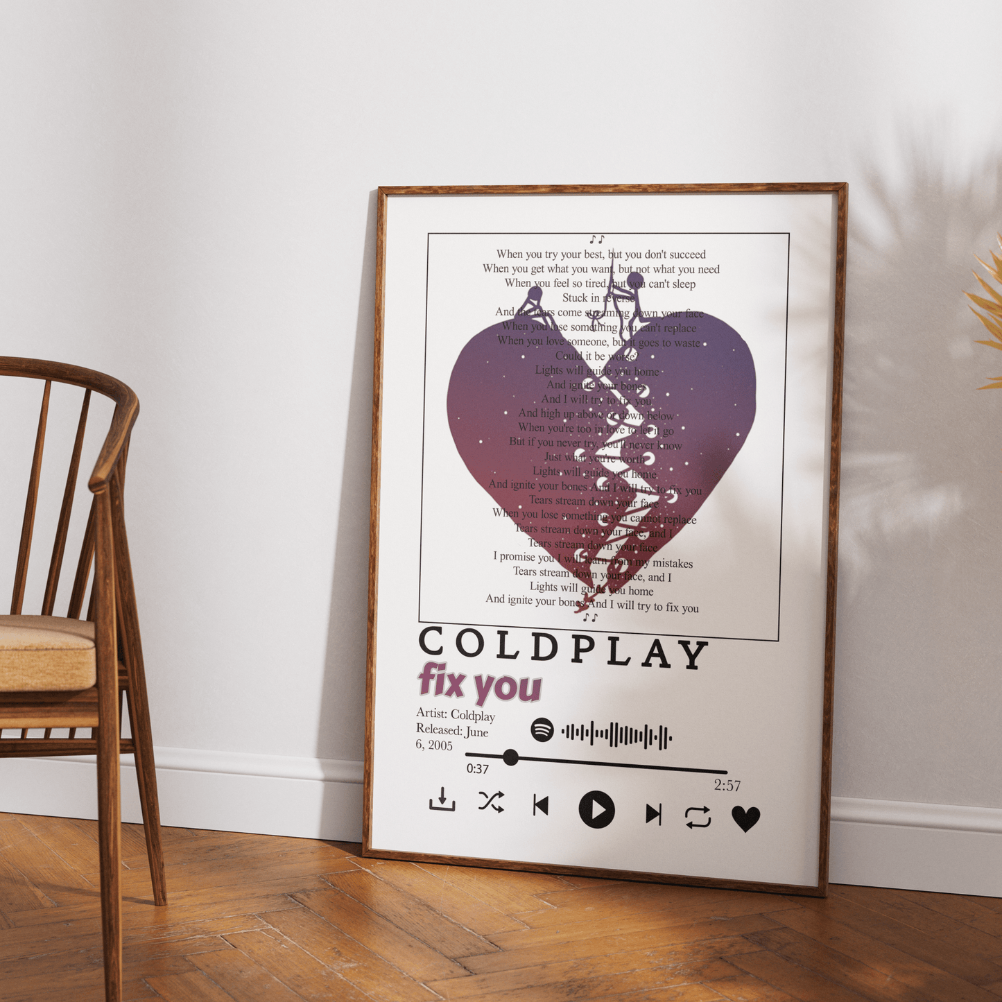 Coldplay - Fix you Lyrics Prints - 98typessong lyric prints